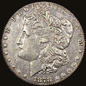 1878 Morgan dollar showing EF-40 (Extremely Fine) condition