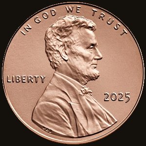Obverse of a Lincoln Shield Cent.