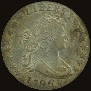 Obverse of a Draped Bust Dime.