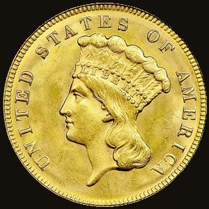 Obverse of a Three-Dollar Gold.