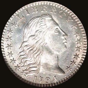 Obverse of a Flowing Hair Half Dime.