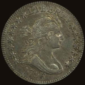 Obverse of a Draped Bust Quarter.