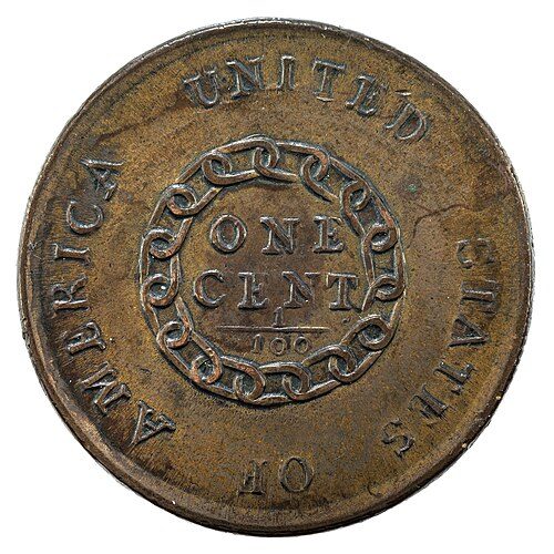 Reverse of a Flowing Hair Chain Cent.