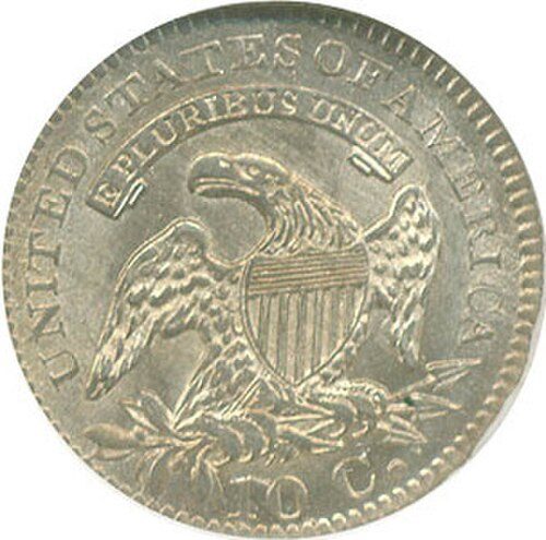 Reverse of a Capped Bust Dime.