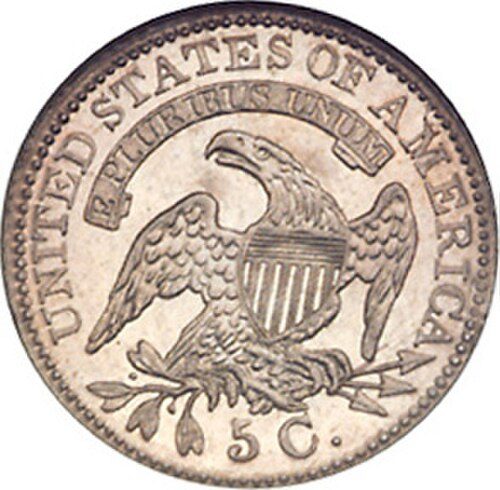Reverse of a Capped Bust Half Dime.