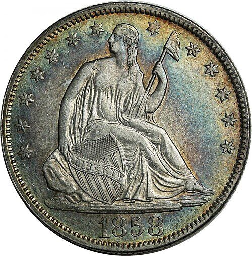Obverse of a Seated Liberty Half Dollar.