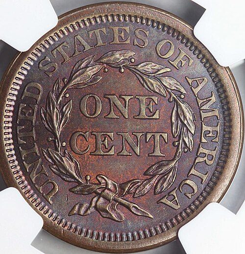 Reverse of a Braided Hair Large Cent.