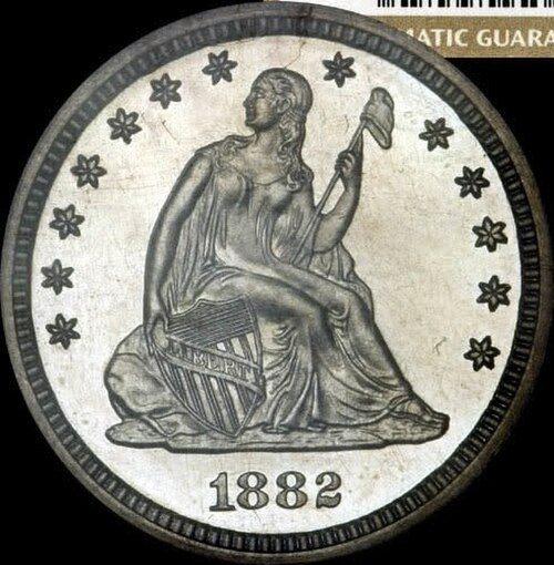Obverse of a Seated Liberty Quarter.