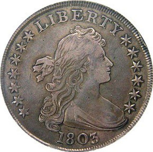 Obverse of a Draped Bust Dollar.