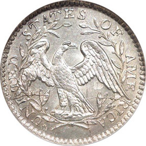 Reverse of a Flowing Hair Half Dime.