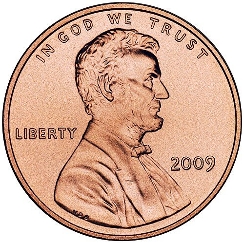 Obverse of a Lincoln Bicentennial Cents.