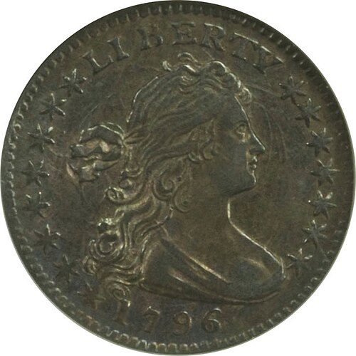 Obverse of a Draped Bust Half Dime.