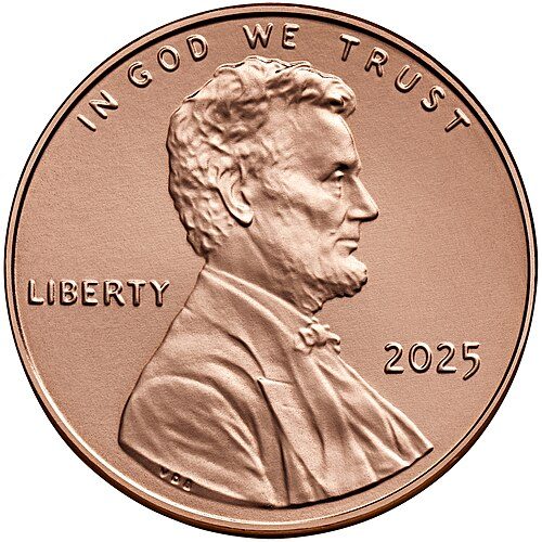 Obverse of a Lincoln Shield Cent.